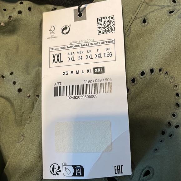 Zara Eyelet Olive Green Dress - Picture 7 of 7